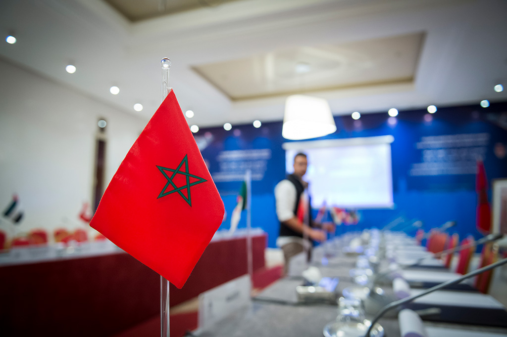 De hauts responsables de la police de la région Moyen-Orient et Afrique du Nord assistent à la réunion organisée par INTERPOL pendant deux jours à Marrakech (Maroc).